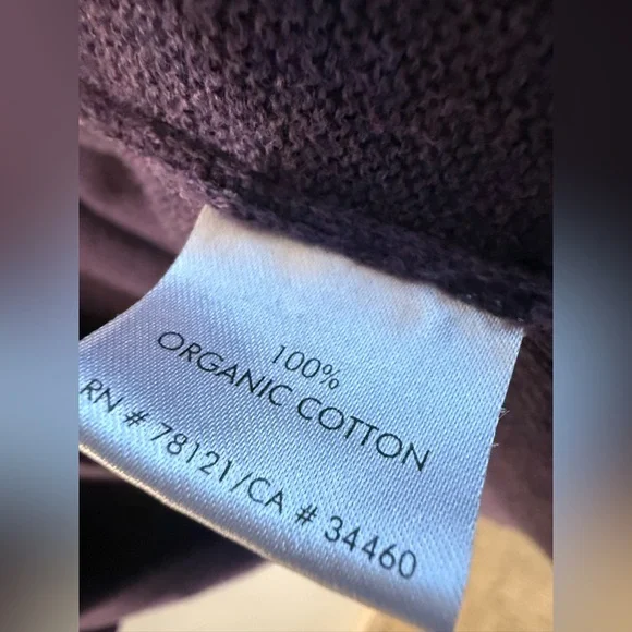 Eileen Fisher Straight Long Cardigan in Purple Organic Cotton Open Front Size S - Picture 3 of 4